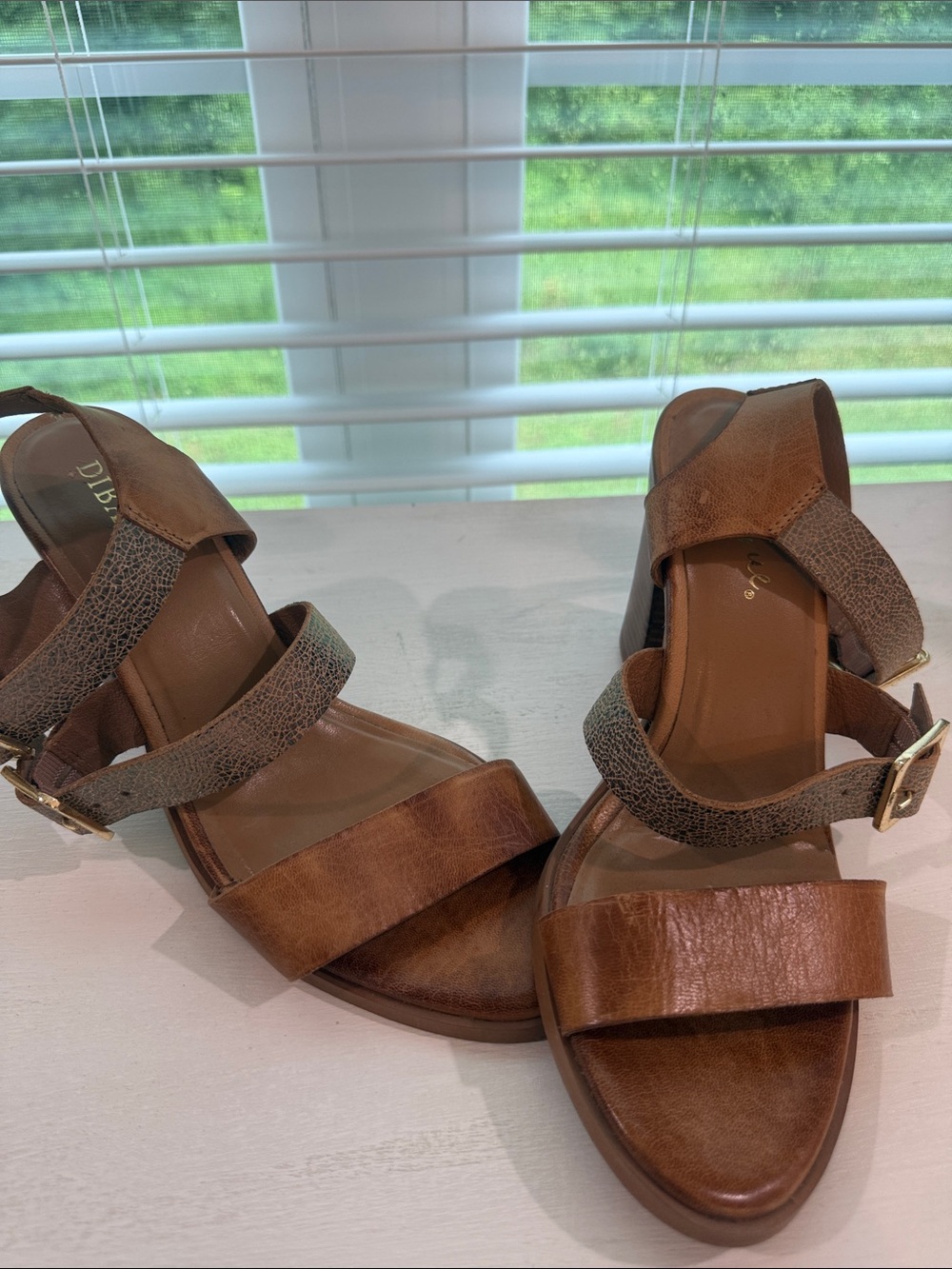 Diba True Brown Leather Two-Strap Sandals